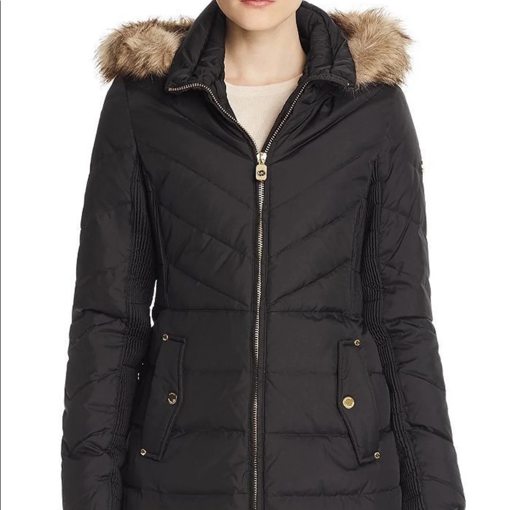 Michael Kors Faux Fur-Trim Down Coat